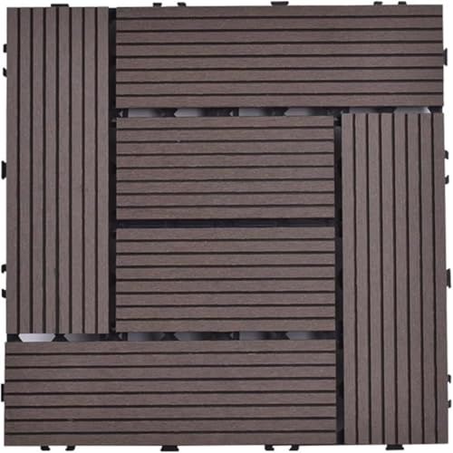 GPECTIFO 1 Stück ineinandergreifende Holz-Kunststoff-Bodenfliesen for Aufstecken for den Außenbereich, Balkonfliesen, Rasen, Gewächshaus, Garten, Terrasse, Terrasse(Coffee) von GPECTIFO