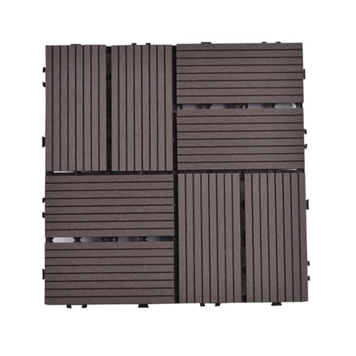 GPECTIFO 1 Stück ineinandergreifende Holz-Kunststoff-Bodenfliesen for Aufstecken for den Außenbereich, Balkonfliesen, Rasen, Gewächshaus, Garten, Terrasse, Terrasse(Coffee) von GPECTIFO