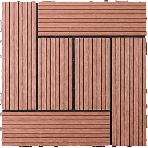 GPECTIFO 1 Stück langlebige ineinandergreifende Bodenfliesen for den Außenbereich, wasserdichter Schutzboden mit geprägtem Muster(Mahogany) von GPECTIFO