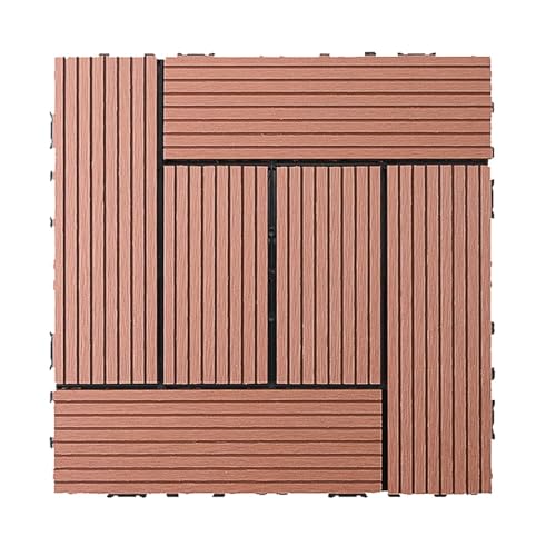 GPECTIFO 1 Stück langlebige ineinandergreifende Bodenfliesen for den Außenbereich, wasserdichter Schutzboden mit geprägtem Muster(Mahogany) von GPECTIFO