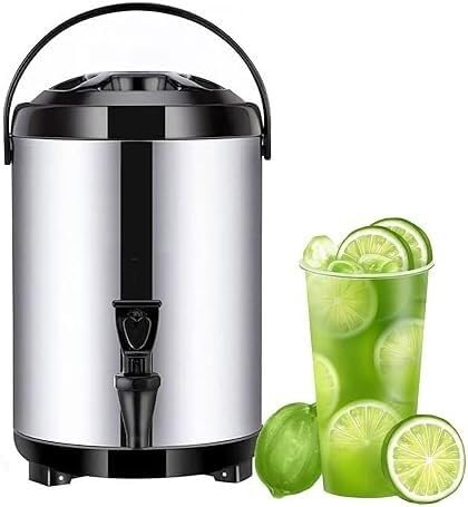 GPECTIFO Edelstahl-Milcheimer, 10 l/14 l/18 l/20 l, Edelstahl-Warmwasserbereiter, Spender, Boilerwärmer, Kaffeekanne mit Deckel und Zapfhahn, Milch-/Teeeimer, Isolierfass(14L) von GPECTIFO