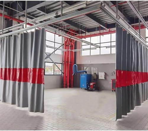 GPECTIFO Flammhemmende Schweißdecken for Werkstätten, Schweißvorhänge mit Ösen, Industrieschweißvorhänge mit roten Sichtfenstern(8.5X2.5M) von GPECTIFO
