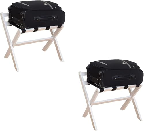 GPECTIFO Gepäckständer Gepäckständer - Kofferständer, Faltbare Garderobe for Zuhause, Hotel-Gepäckständer aus Massivholz(Bianco,2pcs) von GPECTIFO