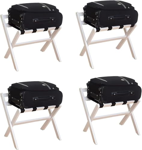 GPECTIFO Gepäckständer Gepäckständer - Kofferständer, Faltbare Garderobe for Zuhause, Hotel-Gepäckständer aus Massivholz(Bianco,4pcs) von GPECTIFO