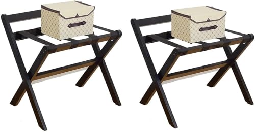 GPECTIFO Gepäckständer Gepäckständer - Kofferständer, Faltbare Garderobe for Zuhause, Hotel-Gepäckständer aus Massivholz(Black,2pcs) von GPECTIFO