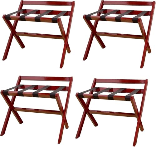 GPECTIFO Gepäckständer Gepäckständer - Kofferständer, Faltbare Garderobe for Zuhause, Hotel-Gepäckständer aus Massivholz(Rosso,4pcs) von GPECTIFO