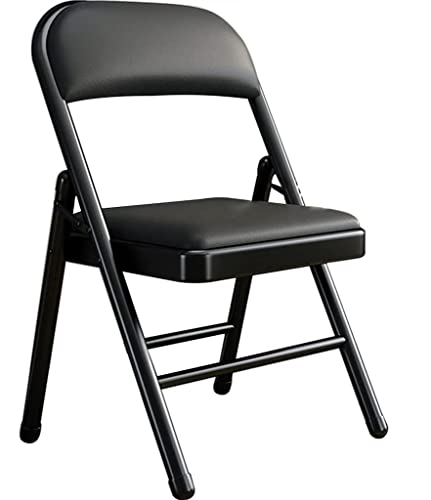 GPECTIFO Klappstuhl schwarz Klappbarer Esstisch mit Rückenlehne for den Haushalt, Bürokonferenz-Schulungsstuhl, Leichter PU-Computerstuhl, belastbar bis 200 kg von GPECTIFO