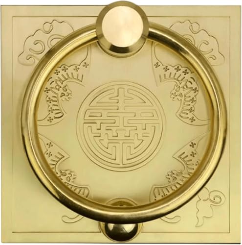GPECTIFO Messing Türklopfer Retro Chinesischen Stil Türklopfer Haustür Türring Klopfer for Haustür Griff Dekor Einzigartig(Gold,13cm) von GPECTIFO