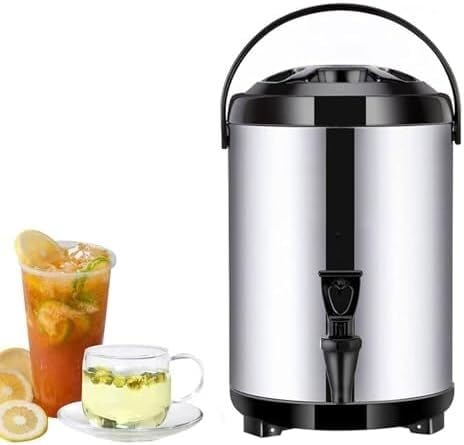 GPECTIFO Milcheimer aus Edelstahl, Wasserkocher aus Edelstahl, Wasserspender – Boiler, Thermoskanne, Kaffeeeimer mit Deckel und Ausgießer(Black,6L) von GPECTIFO