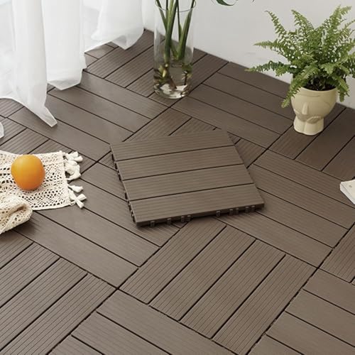 GPECTIFO Quadratische, ineinandergreifende Hinterhof-Terrassenfliesen, einfach zu verlegender Bodenbelag, Garten-Terrassenfliesen for den Außenbereich(Coffee) von GPECTIFO