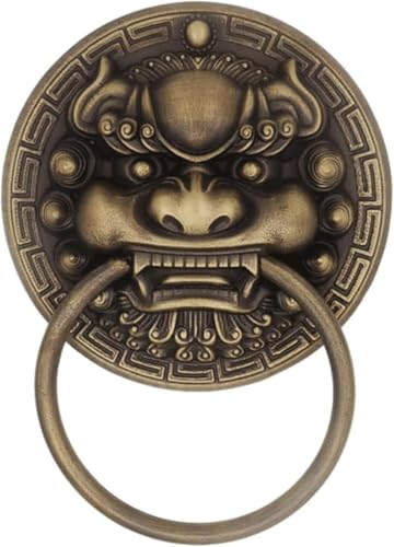 GPECTIFO Retro Kupfer Antike Löwenkopf Türklopfer for Haustür Türgriff Klassische Holztür Türring Unikat(A,Dia 15.5cm) von GPECTIFO