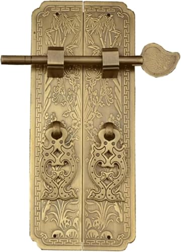 GPECTIFO Retro Türklopfer aus reinem Kupfer im chinesischen Stil, Türgriff for Zuhause, Schranktür, Ringklopfer, Dekor, einzigartig(Brass,3 * 13cm) von GPECTIFO