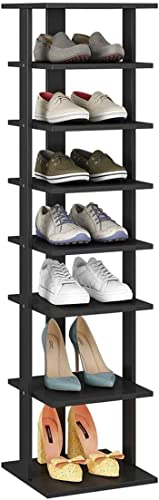 GPECTIFO Schuhregal Mehrschichtiger Haushalt Kleines schmales kleines Regal Einfache Mini-Tür Schuhschrank Aufbewahrung (Color : Black, Size : 7 Grids) von GPECTIFO