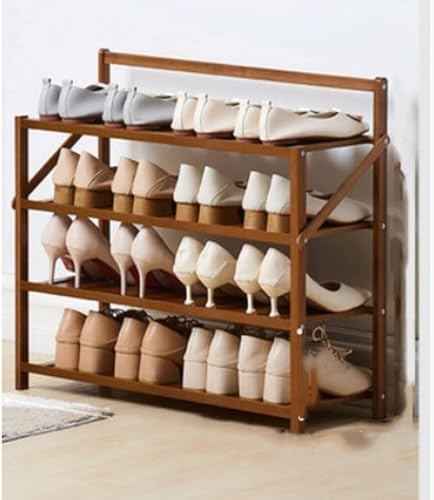 GPECTIFO Schuhregal mit 3 Ebenen, klappbarer Schuhschrank aus Bambus, modisches Schuhregal for den Eingangsbereich (Verschiedene Optionen), Schuhregal (Size : 4 Layers 70CM Brown) von GPECTIFO