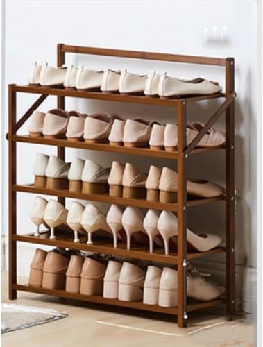 GPECTIFO Schuhregal mit 3 Ebenen, klappbarer Schuhschrank aus Bambus, modisches Schuhregal for den Eingangsbereich (Verschiedene Optionen), Schuhregal (Size : 5 Layers 70CM Brown) von GPECTIFO