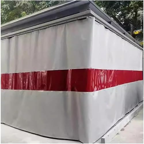 GPECTIFO Schweißerschutzdeckenvorhang, silikonbeschichteter Schweißerabstandshalter mit rotem Sichtfenster - schwer entflammbar - Werkstätten, Industriegelände(7X3M) von GPECTIFO