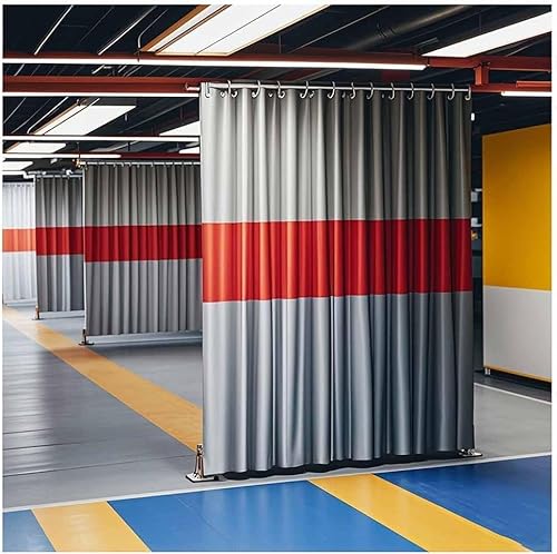 GPECTIFO Schweißschutzvorhang mit rotem Sichtfenster for den Einsatz in Industrie und Werkstatt(10X2.5 M/32.8x8.3 ft) von GPECTIFO