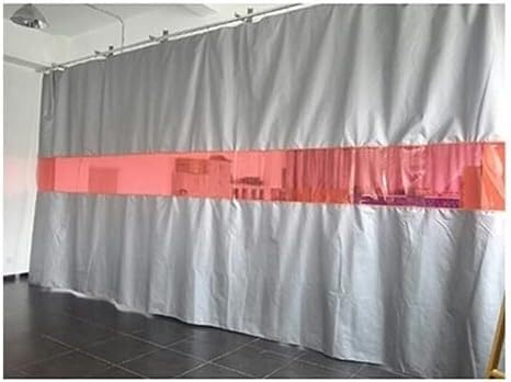 GPECTIFO Schweißsiebe (mit rotem transparentem Fenster), Schweißvorhänge – zum Abgrenzen von Arbeitsbereichen, für Lager, Werkstätten (5,5 x 3 m) von GPECTIFO