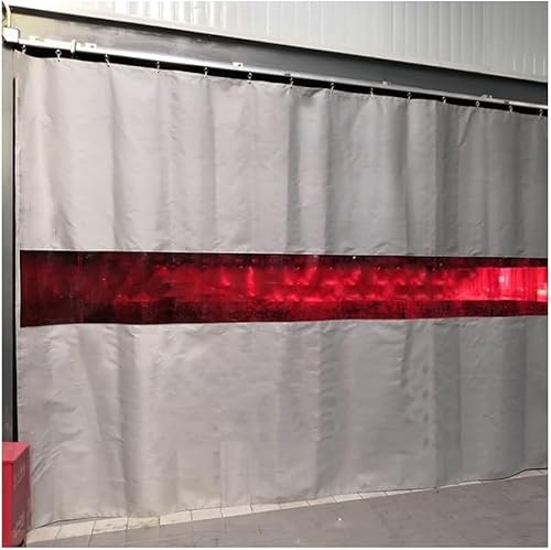 GPECTIFO Silikonbeschichtet; Fiberglas, 20 mil (0,5 mm) Schweißvorhänge for Aufhängen mit flammhemmenden roten Fenstern, Serverräume, Werkstätten(2.2x2.5m/7.3x8.3ft) von GPECTIFO