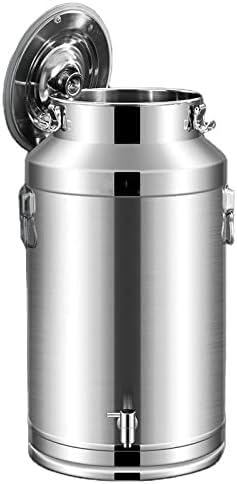GPECTIFO Versiegelte Milchtransportdose, Edelstahl-Milcheimer, Fass mit Hahn, Wasserkocher, Flüssigkeitsbehälter, Teedose, Milchflasche, Silber(5L) von GPECTIFO