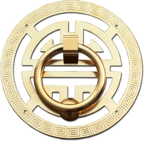 GPECTIFO Vordertür Messing Tür klopfen Vintage Türgriff for Holztür Home Tür Ring Klopfer Dekor einzigartig(Brass,10cm) von GPECTIFO