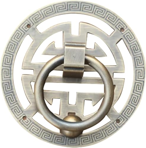 GPECTIFO Vordertür Messing Tür klopfen Vintage Türgriff for Holztür Home Tür Ring Klopfer Dekor einzigartig(Bronze,10cm) von GPECTIFO