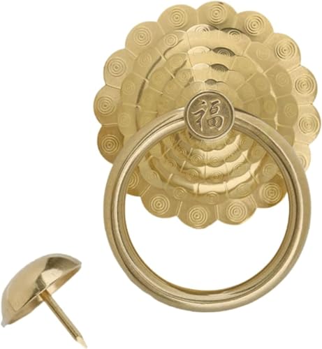 GPECTIFO for Vordertür Heavy Duty Türklopfer mit Schrauben Antiker Messing Türgriff Chinesischer dekorativer Ringklopfer(B,Dia 14cm) von GPECTIFO