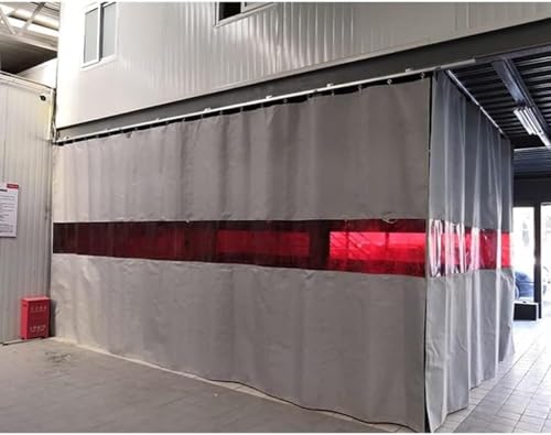 Glasfaserdecke mit Sichtfenstern, 20 mils flammhemmende geschweißte Türvorhänge for Lagerhallen, Wartungswerkstätten, Arbeitsbereiche(2x3m/6.6x9.8ft) von GPECTIFO