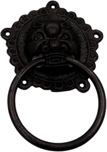 Türklopfer aus Gusseisen, robust, mit Löwenkopf, for die Vordertür, Türgriff, klassischer Türklopfer for die Inneneinrichtung, einzigartig(Dia 15cm) von GPECTIFO
