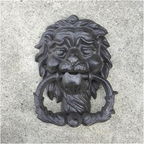 Vordertür Retro Gusseisen Türklopfer Schwarz Löwenkopf Türgriff Home Klassischer Türringklopfer Einzigartig von GPECTIFO