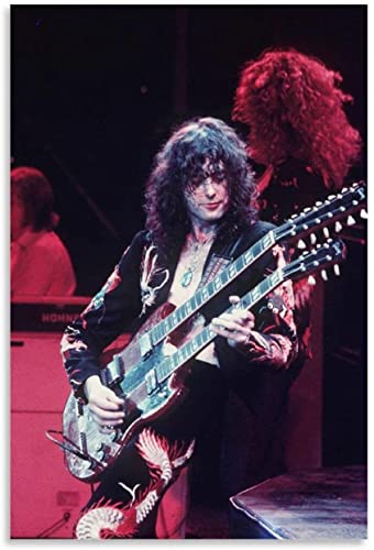 GPEIHANG GemäLde Auf Leinwand Jimmy Page Led-Zeppelin-Schwarze Heavy Metal Rock Band für die Schlafzimmerdekoration Wandkunst Malerei Poster Druckt Bilder 15.7"x23.6"(40x60cm) Kein Rahmen von GPEIHANG