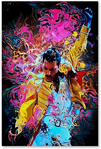 GPEIHANG GemäLde Auf Leinwand Musikposter Queen Freddie Mercury für die Dekoration des Esszimmers Wandkunst Malerei Poster Druckt Bilder 23.6"x35.4"(60x90cm) Kein Rahmen von GPEIHANG