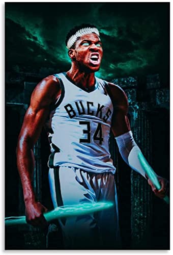 GPEIHANG Leinwand Bilder Kunst Giannis Antetokounmpo Milwaukee Bucks MVP für Wohnzimmerdekoration Malerei Poster Druckt Gedruckte 23.6"x35.4"(60x90cm) Kein Rahmen von GPEIHANG