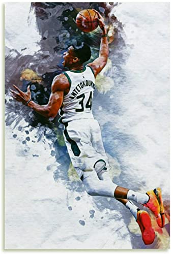 GPEIHANG Leinwand Bilder Kunst Giannis Antetokounmpo Poster Basketball Bild für Büroeinrichtung Malerei Poster Druckt Gedruckte 23.6"x35.4"(60x90cm) Kein Rahmen von GPEIHANG