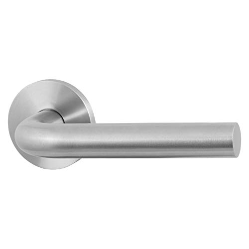 GPF100VR Edelstahl matt L-Modell 19mm Türgriff auf Rosette 53x6mm von GPF