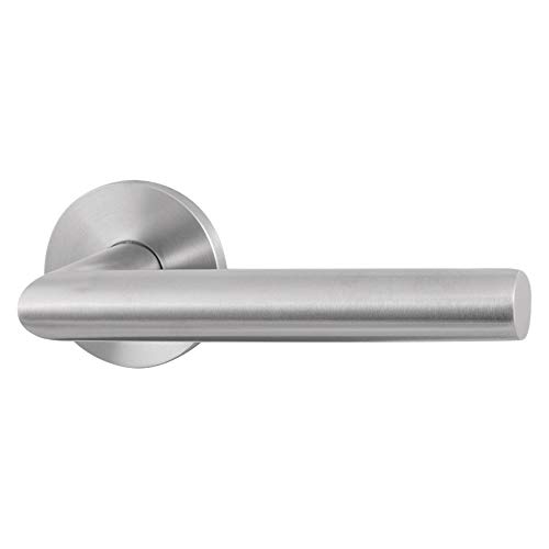 GPF115VR Edelstahl matt L-Winkel Modell 19mm Türgriff auf Rosette 53x6mm von GPF