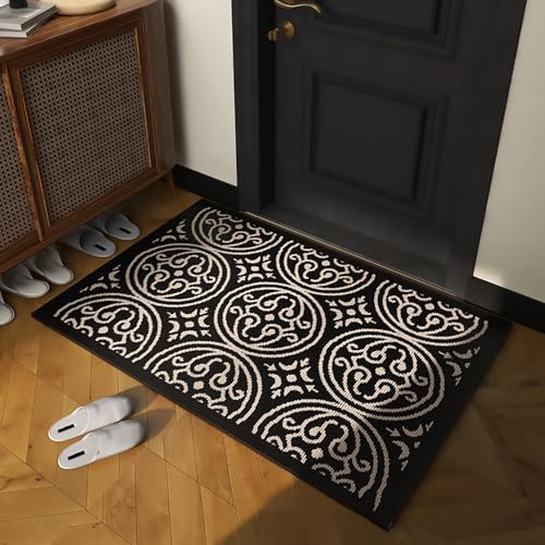 GPRL Fußmatte Innen und Außen 50 * 80cm,Wasserdicht Türmatte,Rutschfester Schmutzfänger Teppich für Eingang,Haustür,Patio,Flur,Garten,Schwarz (80 x 100 cm) von GPRL