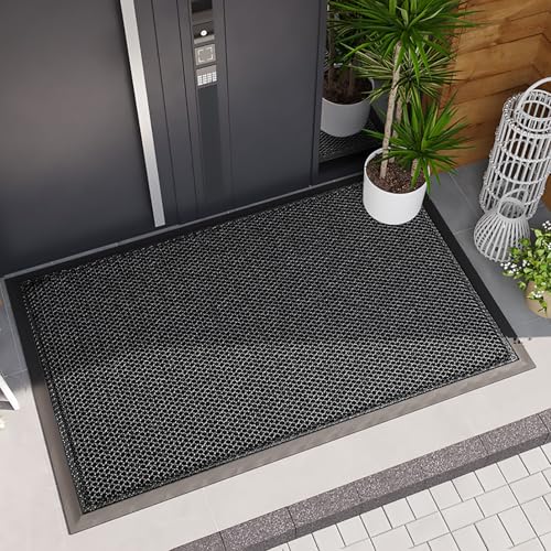 GPRL Fußmatte außen 45 x 75 cm,extrem rutschfeste Schmutzfangmatte,langlebig Fußabtreter außenbereich,robust Fussmatte Aussen wasserdichte Türmatte für die Haustür,Schwarz GPRL Fußmatte außen 45 x 75 cm,extrem rutschfeste Schmutzfangmatte,langlebig Fußabtreter außenbereich,robust Fussmatte Aussen wasserdichte Türmatte für die Haustür,Schwarz von GPRL