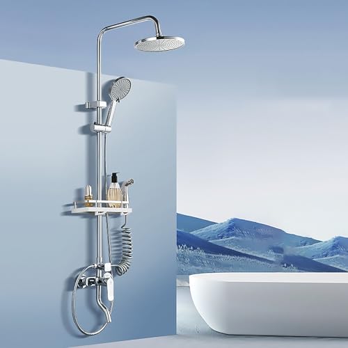 Regendusche Duschset Duschsystem, mit Armatur Duschkopf Duscharmatur Komplettset,mit Duschkopfhalterung Handbrause und Schlauch,Chrom von GPRL