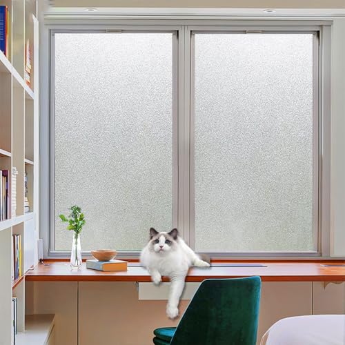 Blickdicht Sichtschutzfolie 30 x 80 cm, Sicherheits Schutz Splitterschutz, Wasserdicht Realistische, Kein Kleber, Sichtschutzfolie Fenster Selbstklebend, Rein matt von GQINGHUA