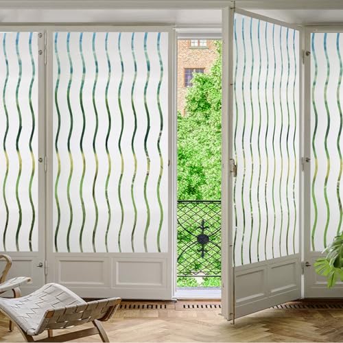 Fensterfolie Blickdicht 60 x 310 cm, Selbstklebend Ohne Kleber Statische Blickdicht Matt, Sichtschutz Anti Uv, Bad-Fenster Glastür Milchglasfolie, Welle Fensterfolie Blickdicht 60 x 310 cm, Selbstklebend Ohne Kleber Statische Blickdicht Matt, Sichtschutz Anti Uv, Bad-Fenster Glastür Milchglasfolie, Welle von GQINGHUA