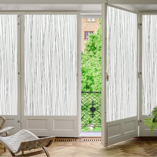 Fensterfolie Blickdicht 60 x 360 cm, Selbstklebend Ohne Kleber Statische Blickdicht Matt, Sichtschutz Anti Uv, Bad-Fenster Glastür Milchglasfolie, Linie Fensterfolie Blickdicht 60 x 360 cm, Selbstklebend Ohne Kleber Statische Blickdicht Matt, Sichtschutz Anti Uv, Bad-Fenster Glastür Milchglasfolie, Linie von GQINGHUA