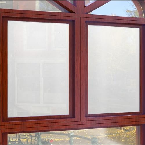 Fensterfolie Blickdicht von Aussen 80 x 400 cm, Selbsthaftend Blickdicht, Wärmereflektion Hitzeabweisend, Gegen Hitze, Fensterfolie Blickdicht Statisch, weiß matt von GQINGHUA