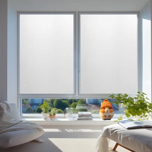 Fensterfolie Selbsthaftend 85 x 110 cm, Privatsphäre, Lichtdurchlässig, Statisch Haftend Nicht Klebend, Isolierfolie, Selbstklebend Fenster Sichtschutz, weiß matt von GQINGHUA
