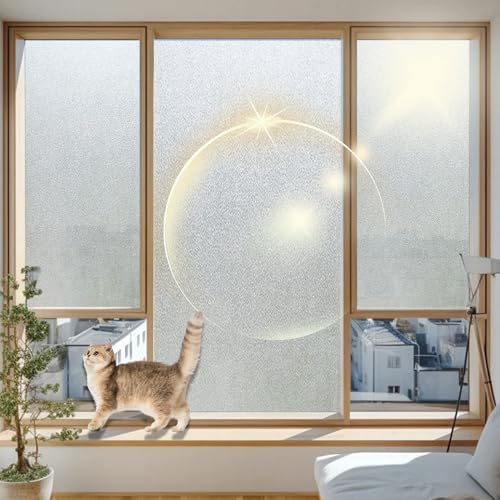 Fensterfolie Statisch Haftend 30 x 200 cm, Selbstklebend Ohne Kleber Statische Blickdicht Matt, Sichtschutz Anti Uv, Milchglasfolie Schlafzimmer Folie, Rein matt von GQINGHUA