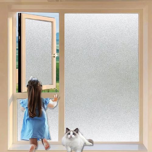 Milchglasfolie Fenster 30 x 190 cm, Selbstklebend Ohne Kleber Statische Blickdicht Matt, Sichtschutz Anti Uv, Schutzfolie Autoscheibenfolie mit Bausatz, Rein matt von GQINGHUA