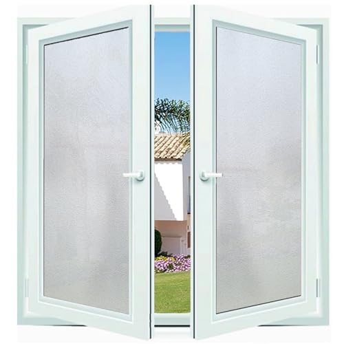 Milchglasfolie Fenster 50 x 155 cm, Selbsthaftend Blickdicht, Entfernbar, Kein Kleber, Rückstandslose, Wiederverwendbar, Fensterfolie Blickdicht Motiv mit Bausatz, Rein matt von GQINGHUA