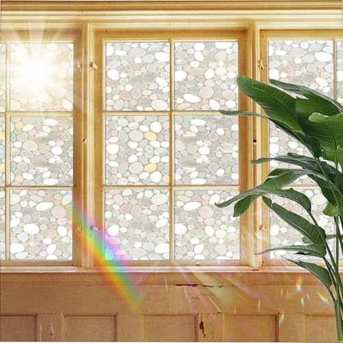 Milchglasfolie Statisch Haftend 50 x 210 cm, Privatsphäre, Lichtdurchlässig, Statisch Haftend Nicht Klebend, Isolierfolie, Selbstklebende Fensterfolie Blickdicht, Kopfsteinpflaster von GQINGHUA