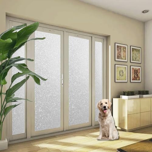 Milchglasfolie Statisch Haftend 85 x 210 cm, Privatsphäre, Uv-Schutz, Sonnenschutz, Gegen Hitze, Haftend Ohne Klebstoff, Sichtschutzfolie Fenster Selbstklebend, glitzernd matt von GQINGHUA