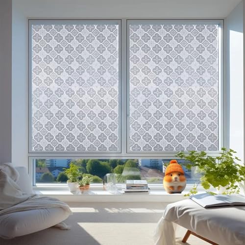 Sichtschutzfolie Fenster 70 x 100 cm, Selbstklebend Ohne Kleber Statische Blickdicht Matt, Sichtschutz Anti Uv, Ohne Klebstoff Matt Fensterfolie, 3D-Begonie von GQINGHUA